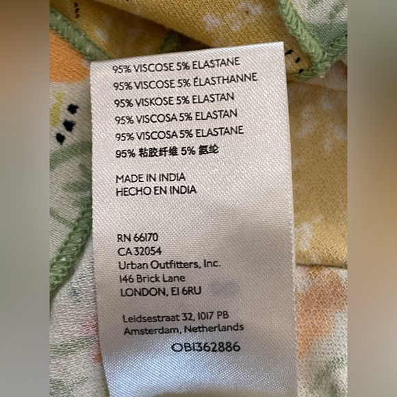 Free People Yellow and Blue One-Shoulder Long Sleeve Top Large - Picture 7 of 7